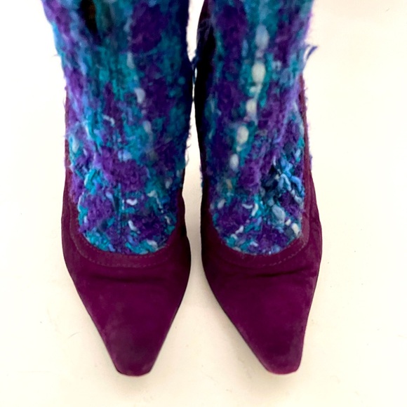 D&G BOOTS 1996 PURPLE SUEDE AND TARTAN WOOL MULTI IT37 used - Picture 12 of 16